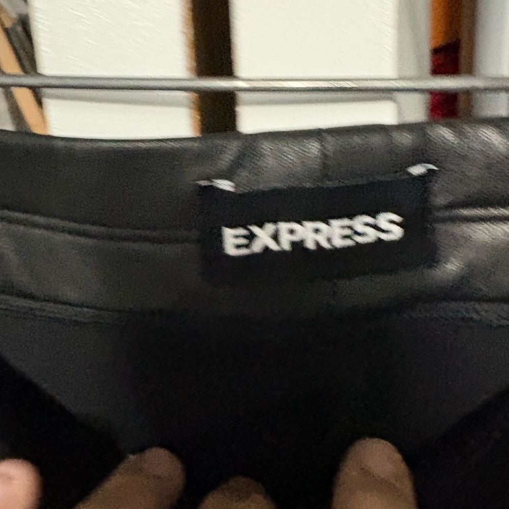 Express Black Leather Look Pants - Picture 3 of 4